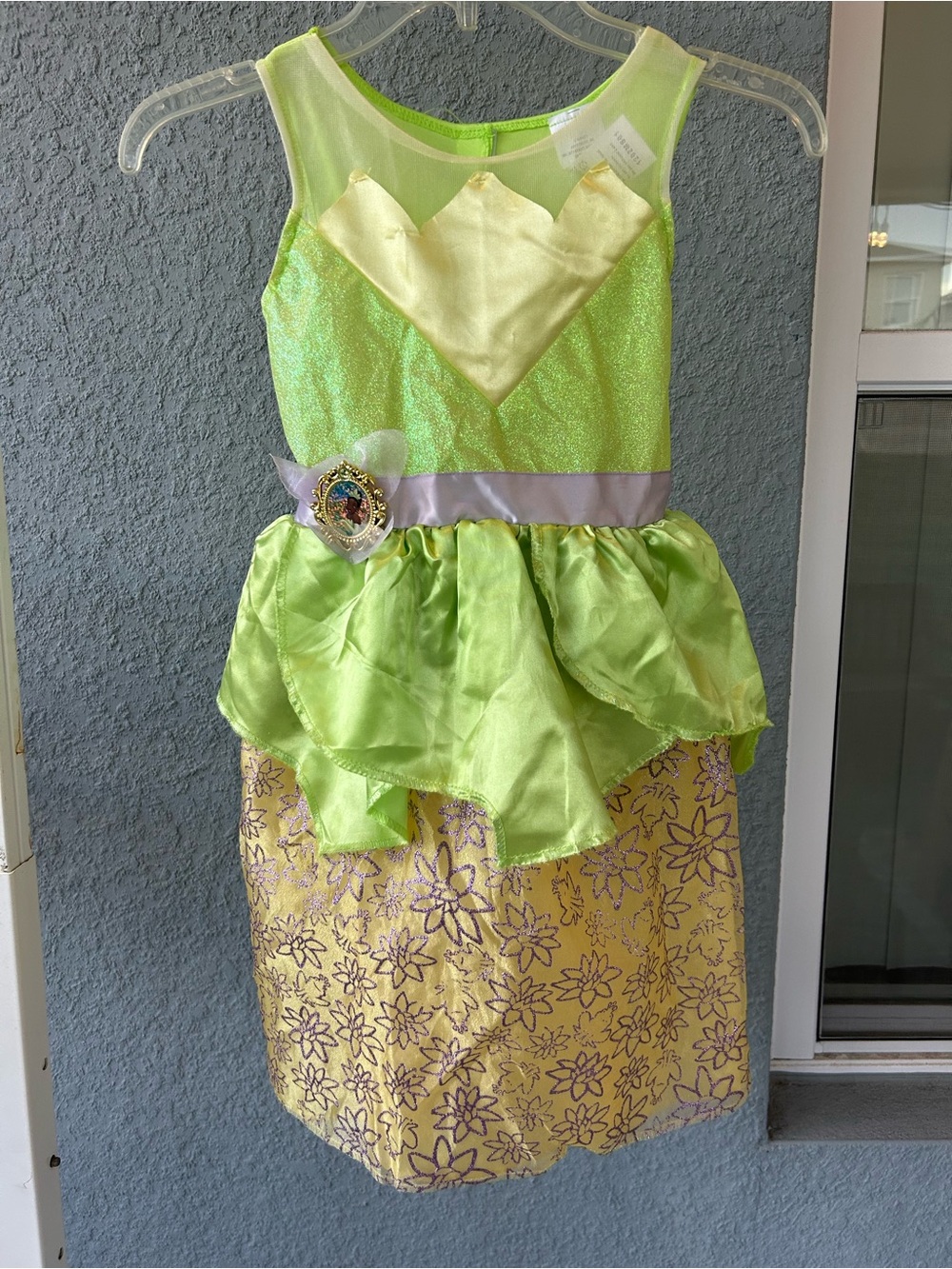 Disney Princess Tiana Dress Up Costume Dress Girls 4-6X Green/Yellow Halloween